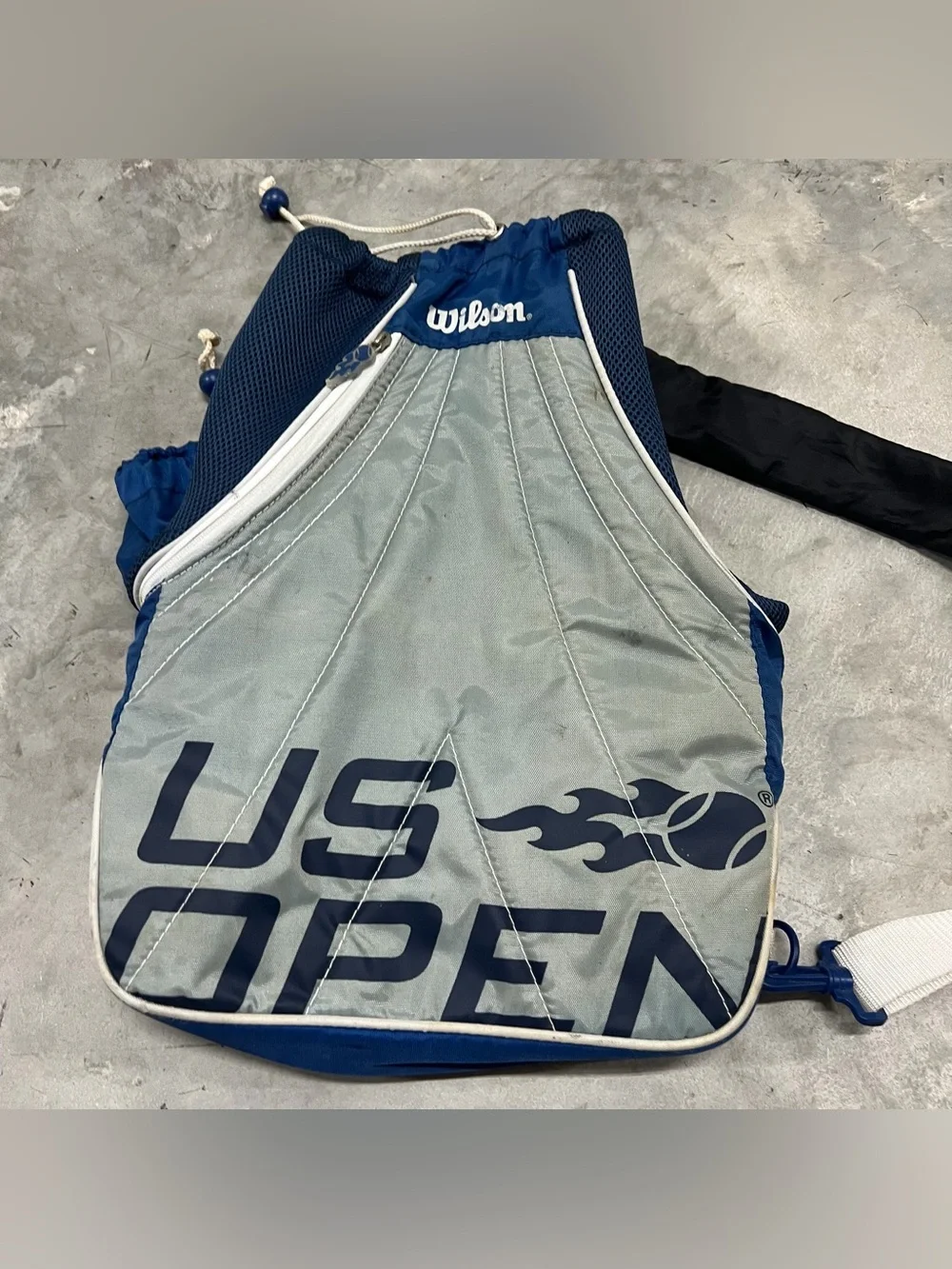 Wilson US Open Tennis Backpack Sling Bag - Grey White Blue
